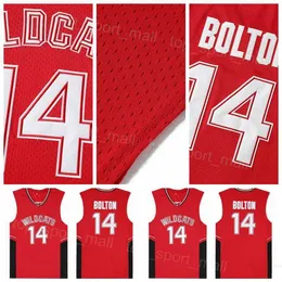 Film Wildcats High School 14 Troy Bolton Jerseys College Basketball University Oddychaj czysty bawełna dla fanów sportu Wszystkie zszyta drużyna czerwona koszula S-xxxl NCAA