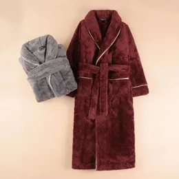 Kvinnors sömnkläder vinter kimono badrock klänning tjock korall fleece långa mantel kvinnor män nattkläder flanell hemkläder lös loungekläder