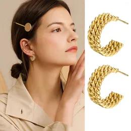 Dangle Earrings Personality Multilayer Distortion Interweave Circle Round Women Trend Waterproof Gold Miltated Twist Huggie Hoops