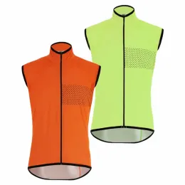 Gilet antivento da bici leggero di alta qualità Gilet da ciclismo impermeabile Giacca antivento da uomo senza maniche 3 tasche posteriori Capispalla per bicicletta