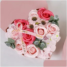 Ghirlande di fiori decorativi Fiori decorativi Petalo di rosa Sapone da bagno Fiore Floreale profumato Essenziale per il matrimonio San Valentino Nascita Dhgcs