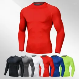 Lauftrikots 19 Quick Dry Shirt Herren Bodybuilding Sport T-Shirt Langarm Compression Top Gym T Fitness Tight Rashgard1