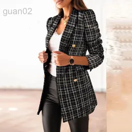 Costumes veste femme automne Traf mode Double boutonnage Tweed veste rétro à manches longues veste femme haut tendance 231101