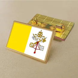 Party Vatican Flag Pin 2,5*1,5 cm zink gjuten PVC färgbelagd guld rektangulär medaljongmärke utan tillsatt harts