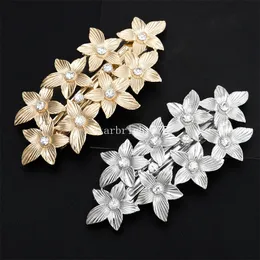 Vintage Flower Bride Hairclip Metal Rhinestone Leafs Hairpin Gold Silver Color Barrettes Bridal Headpieces Hair Accessories