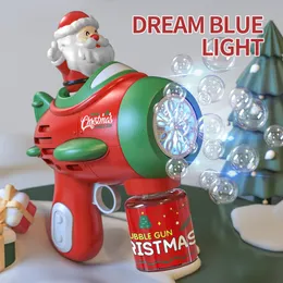 Atacado máquina de bolhas com tema de Natal para crianças ao ar livre totalmente automática máquina de bolhas de presente de Papai Noel arma de bolhas