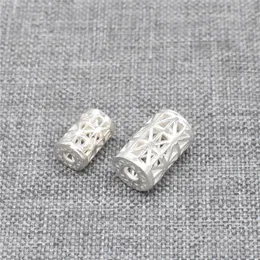 Pedras preciosas soltas 8 peças de contas de cilindro de filigrana de prata esterlina 925 para colar de pulseira