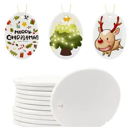 Party Decoration Sublimation Blank Ceramic Ornament Oval 3,3 tums vit med guldsträng för att skapa julgrandekor DIY PERSO DHFQM