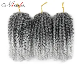 Nico Hair 8inch 3PCSSet syntetiska kinky lockiga vågflätor hår ombre malibob crochet flätande hår för kvinnor3065960