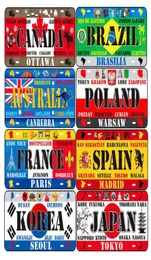 Brezilya Kore Japonya Kanada Kanada Plaka Araç Motosiklet Metal İşaretleri Bar Cafe Ev Dekor Meksika Hindistan Almanya Duvar Boyama ZSS22 H13910895