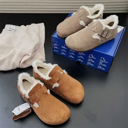 Sangpo boken sapatos femininos outwear pele integrada lã envolta metade chinelos de pelúcia boken lã chinelos outono e inverno novo 231007