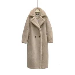 Coletes femininas outono inverno lambswool casaco de pele mulheres moda turn-down colarinho feminino grosso quente fuzzy longo outwear jaqueta de pele casual g1580 231101