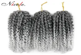 Nico Hair 8inch 3PCSSet syntetiska kinky lockiga vågflätor hår ombre malibob crochet flätande hår för kvinnor9996962