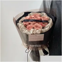 Decorative Flowers Wreaths Decorative Flowers Simation Cappuccino Rose Flower Bouquet Soap Finished Mothers Day Valentines Birthday Dhkki