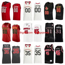 NCAA College 농구 35 Darrell Griffith Jersey 31 Wes Unseld 3 Peyton Siva 24 Jae'lyn Withers 22 Deng Adel Donovan Mitchell 45 스티치 레드 흰색 검은 색
