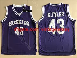 Kolej Basketbol Kenny Tyler Jersey 43 Erkek 6. Adam Film Huskies Formaları Marlon Wayans Mor Takım Renkleri Spor Hayranları İçin