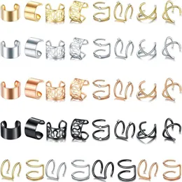 Backs Earrings 10pcs-40pcs Steel Clip On Adjustable Size Ear Cartilage Conch Cuff Nose Hoop Non Pierce Fake Jewelry