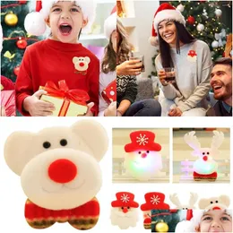 Party Decoration Party Decoration 4 Christmas Led Flashing Brooch Pins Lighted Bear Santa Snowman Ornaments Kids Drop Delivery Dhgarde Dhmac