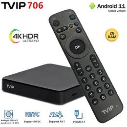 TVIP S-Box V.706 Akıllı Android TV Kutusu 2GB RAM 8GB 4K UHD 2.4/5G WiFi Android11 ​​Nordic One TVBox TVIP705 SET Üst Kutusu