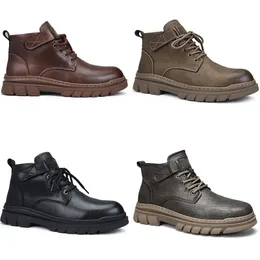 2024 Unbranded Martin Botas Homens Sapatos Casuais Vermelho Marrom Preto Preto Preto Cinza Escuro Bloco de Couro Mens Treinadores Esportes Ao Ar Livre Sapatilhas