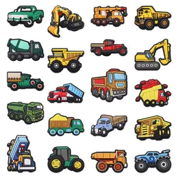 MOQ 20Pcs PVC Cartoon Transportation Engineering Truck Tractor Shoe Decoration Charm Buckle Accessories Clog Pins Buttons Decorations for Bands Bracelets