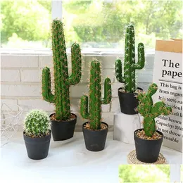 Ghirlande di fiori decorativi Fiori decorativi Cactus tropicale artificiale Bonsai Ornamenti creativi Succents Decorazione domestica Falso Pla Dhjm0