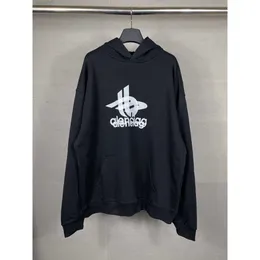 디자이너 Balancaigas Hoodies Paris Arment Edition B Home 2024 가을/겨울 뉴 팬텀 더블 프린트 까마귀 450g 남성용 스웨터