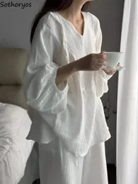 Women's Sleepwear Pajama Set Solid Simple Daily Home Creativity Vintage Seductive Minimalist Korean Style Leisure Special Charming Elegant 231031