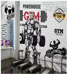 WDBH 3d wallpaper custom po Brick wall exercise fitness club image wall background home decor 3d wall murals wallpaper for wall8153890