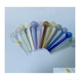 Smoking Pipes Smoking Pipes 10Cm Length Glass Oil Burner Pipe Mini Bubbler Bowl Wax Vaporizer 12 Colors For Option Pink Available Drop Dherp