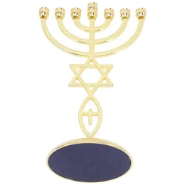 Portacandele Candelabro a 7 teste Calice Portacandele Hanukkah Menorah Candeliere in metallo