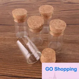 50pcs 10ml pequeno tubo de ensaio com rolha de cortiça garrafas de especiarias recipiente frascos frascos DIY artesanato clássico