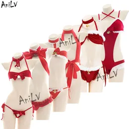 Ani New Christmas Pamas Series Gift Women Red Dress Bikini Underwear Bodysuit Lingerie Outfits Cosplay Costumes cosplay