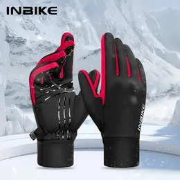 Перчатки с пятью пальцами INBIKE, теплые перчатки для езды на велосипеде, уличного велосипеда, водонепроницаемые, зимние, для горного велосипеда, ветрозащитные, противоскользящие, 231101