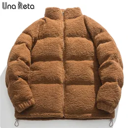 Herrarna ner parkas una reta solid lambool parka parka vinter män kläder streetwear bomull kappa hip hop blixtlås tjock jacka 231031