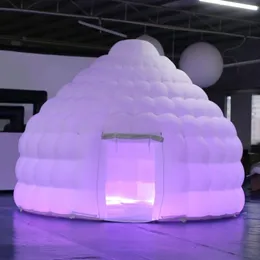 Tenda iglu inflável mongol yurt barraca de bolha de cúpula branca com luzes led casa iglu esquimó para festa ao ar livre com ventilador logotipo de impressão grátis frete aéreo grátis