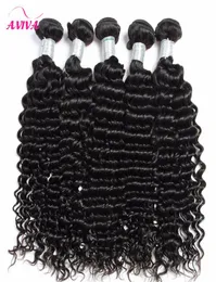 Brazilian Deep curly Virgin Hair Weaves 3pcslot Natural Color Jerry Curly 100 Human Hair Extensions Bundles Can be dyed7871652