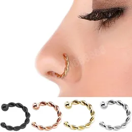 C Shaped Fake Nose Ring Hoop Septum Rings Twist U Shape Nose Piercing Fake Piercing Ears Pircing Jewelry Faux Piercing