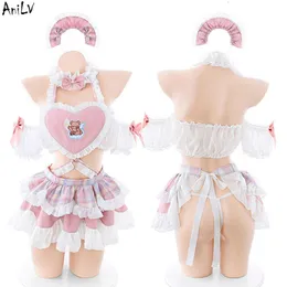 Ani feminino bolo empregada uniforme lolita menina anime amor aporn roupa trajes cosplay cosplay