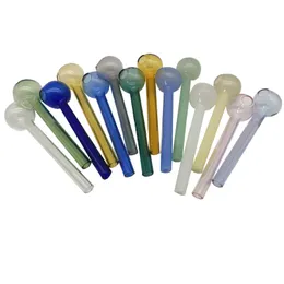 Tubo colorido de queimador de óleo de vidro pirex, tubo de vidro de 10cm e 4 polegadas, tubos para fumar, tigela de óleo de ervas, unhas, tubos manuais de água, acessórios para fumar