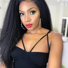Malaysian Kinky Straight Lace Front Wigs Human Virgin Hair Full Lace Wigs for Black Women 8-28inch G-EASY297W