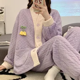 Kadınlar için Kadın Papaz Pijamaları Pamuklu İki Parçalı Set Sonbahar Postpartum Doğum Emzirme Hamile Hamile Loungewear Pijamas