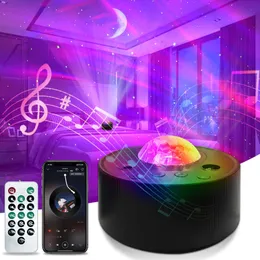 Gece Işıkları LED Galaxy Projector Gece Işık USB Yıldızlı Gökyüzü Projeksiyon Lambası Dahili Bluetooth Moon Light Oda Dekoru Çocuk Hediyesi P230331