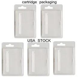 USA Stock 0.8ml 1.0ml Vape Cartridge Package Clear Plastic Clamshell Cart Packaging 116X75mm Size Clam Shell Box Customize Card Available