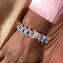 Bracelets de charme 2023 Fermoir à deux tons Heavy Glacé Chaînes cubaines Cubique Zircon Link Hip Hop Rock Bijoux pour hommes Femmes 231101