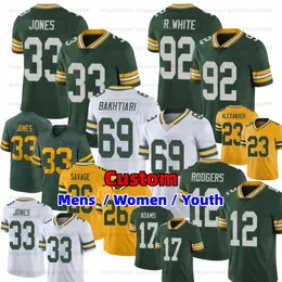 10 사랑 Aaron Jones Watson 축구 저지 Jayden Reed Jayden Jaire Alexander AJ Dillon David Bakhtiari Quay Walker Luke Musgrave Tucker Kraft Lukas van Ness Rashan Gary