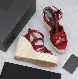 Vrouw sandaal wedge platte hoge hakken Eerbetoon lederen wedge espadrille sandalen luxe designer cool gladiator hakken Platform trouwjurk