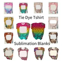 Sublimation Blank Tie Dye T-Shirts T-Shirt Tops T-Shirt Thermotransfer Blanks Kurzarm Kleidung für DIY Custom Printing Logo bb0401