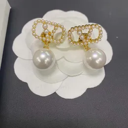 Moda incorporata zircone alfabeto fascino orecchini di perle, oro/argento, 2 colori, gioielli, matrimonio, anniversario, banchetto, festa, regali di alta qualità, alta qualità con scatola