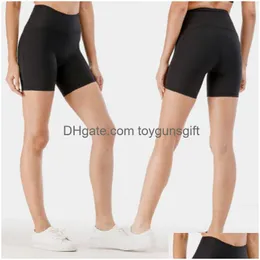 Pantalones cortos de yoga de cintura alta para mujer Slim Fit Levantamiento de glúteos Gimnasio Correr Secado rápido Leggings elásticos transpirables Entrega de gotas DHMKT